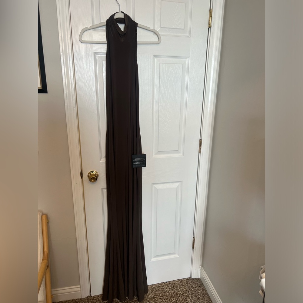 Norma Kamali Brown Halter Maxi Dress - Picture 4 of 11